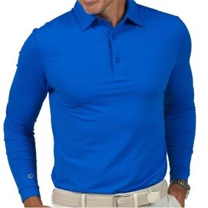 IBKUL Royal Blue Long Sleeve Polo Shirt Size XL Texture Cooling Quick Dry Fabric